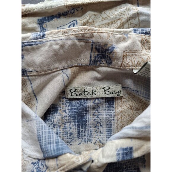 Batik Bay Button Up Shirt XLT Short Sleeve Beige Abstract Beach Tropical Rayon - Picture 3 of 7
